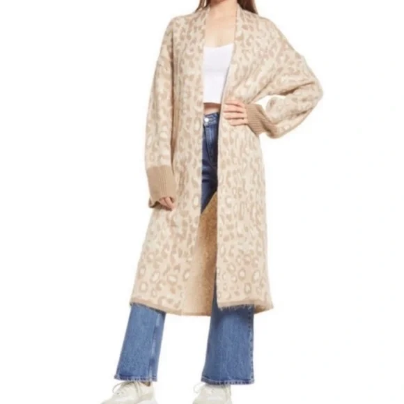 Oversized Cardigan Topshop Leopard Print Cardigan Plus Size Leopard Print  Long Sleeve Cardigan, Women's Plus Stretch Casual Sweater Cardigan